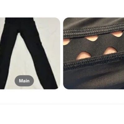 ATHLETA ULTIMATE STASH CRAFT 7/8 Small Leggings Leg Cut Outs Pockets Blk